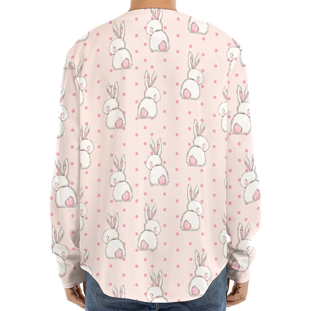 Cute Rabbit Pattern Print Long Sleeve Baseball Jersey