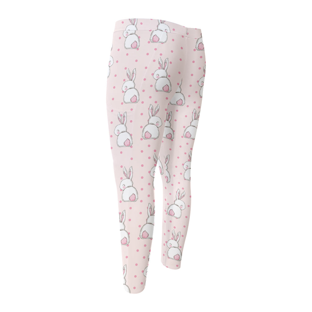 Cute Rabbit Pattern Print Men's Compression Pants