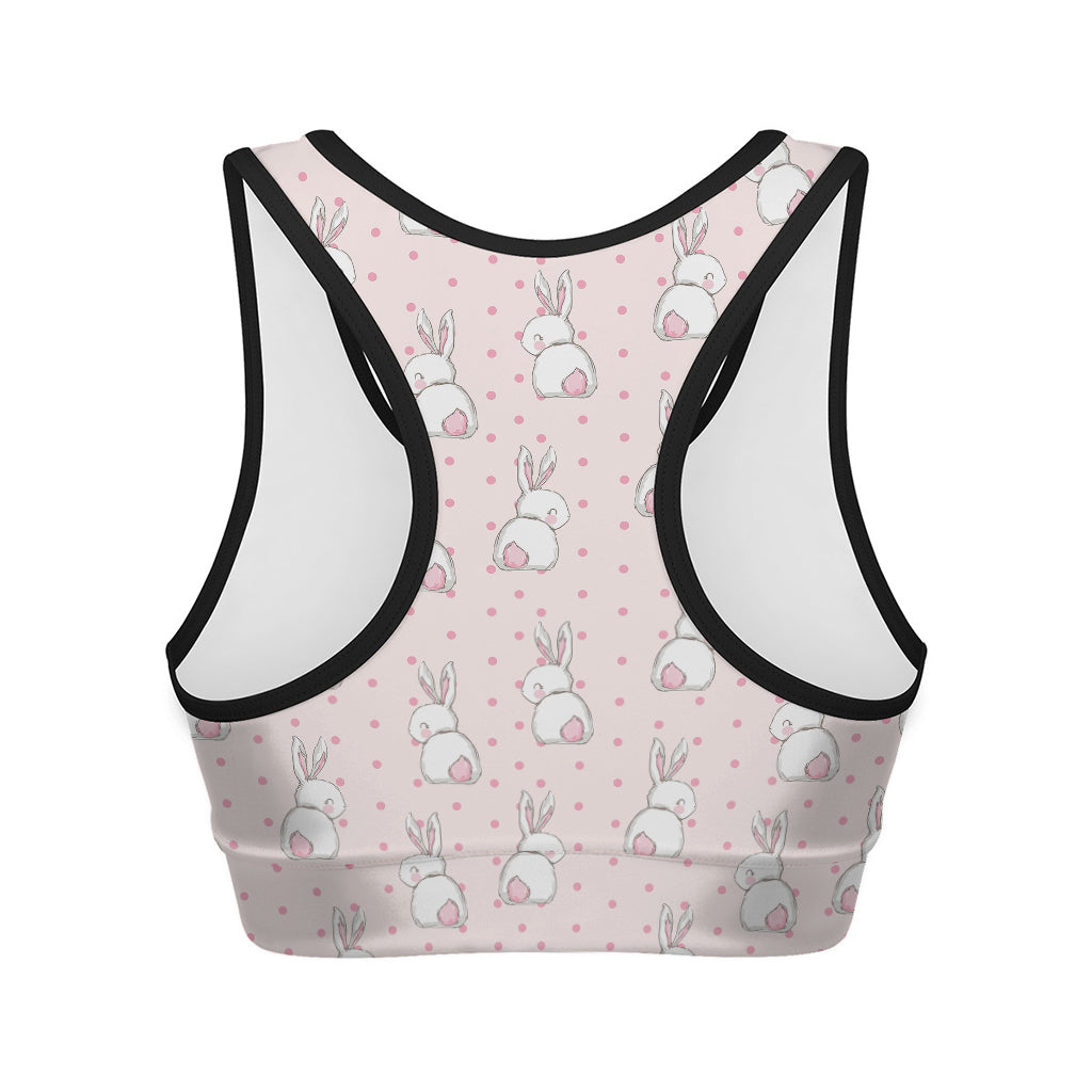 Cute Rabbit Pattern Print Women's Sports Bra