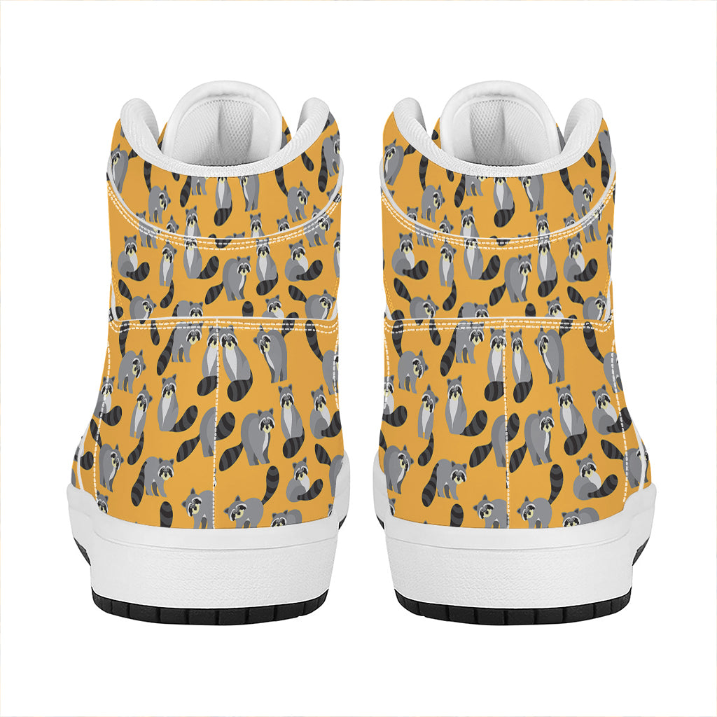 Cute Raccoon Pattern Print High Top Leather Sneakers
