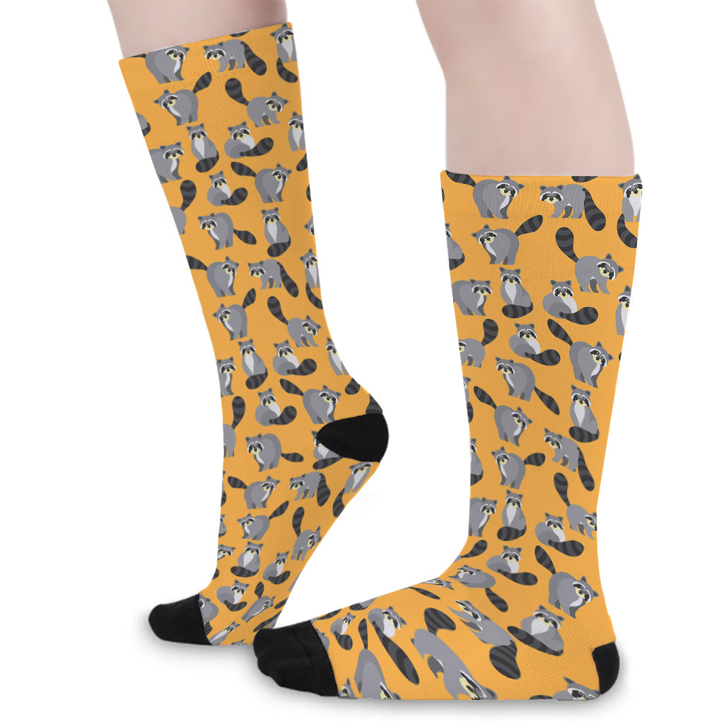 Cute Raccoon Pattern Print Long Socks