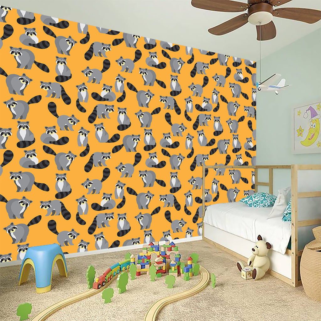 Cute Raccoon Pattern Print Wall Sticker
