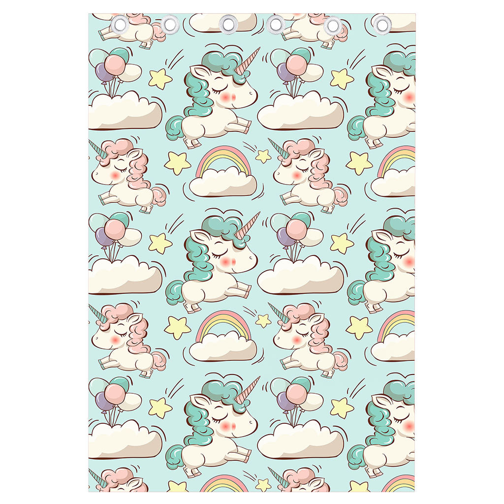 Cute Rainbow Unicorn Pattern Print Curtain