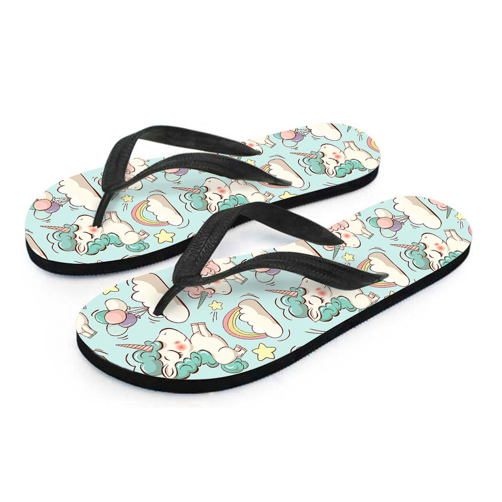 Cute Rainbow Unicorn Pattern Print Flip Flops