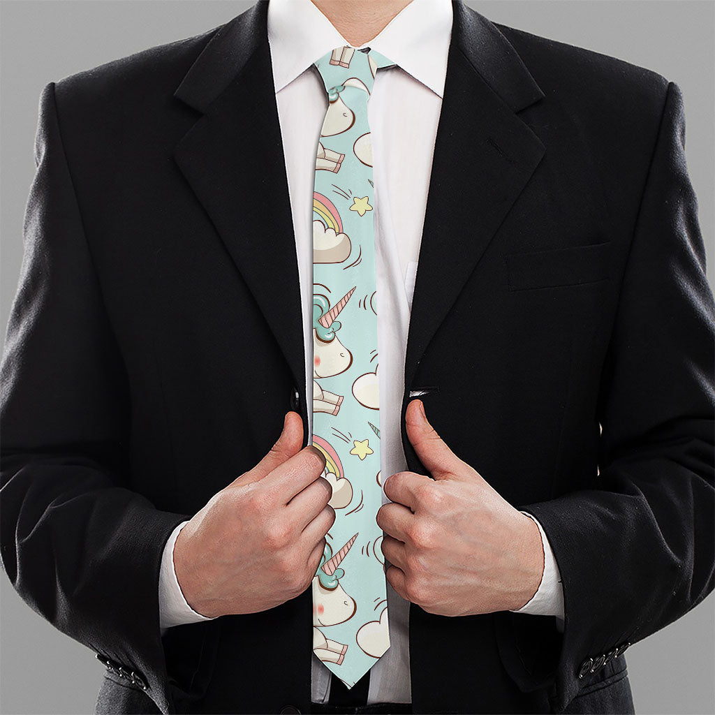 Cute Rainbow Unicorn Pattern Print Necktie