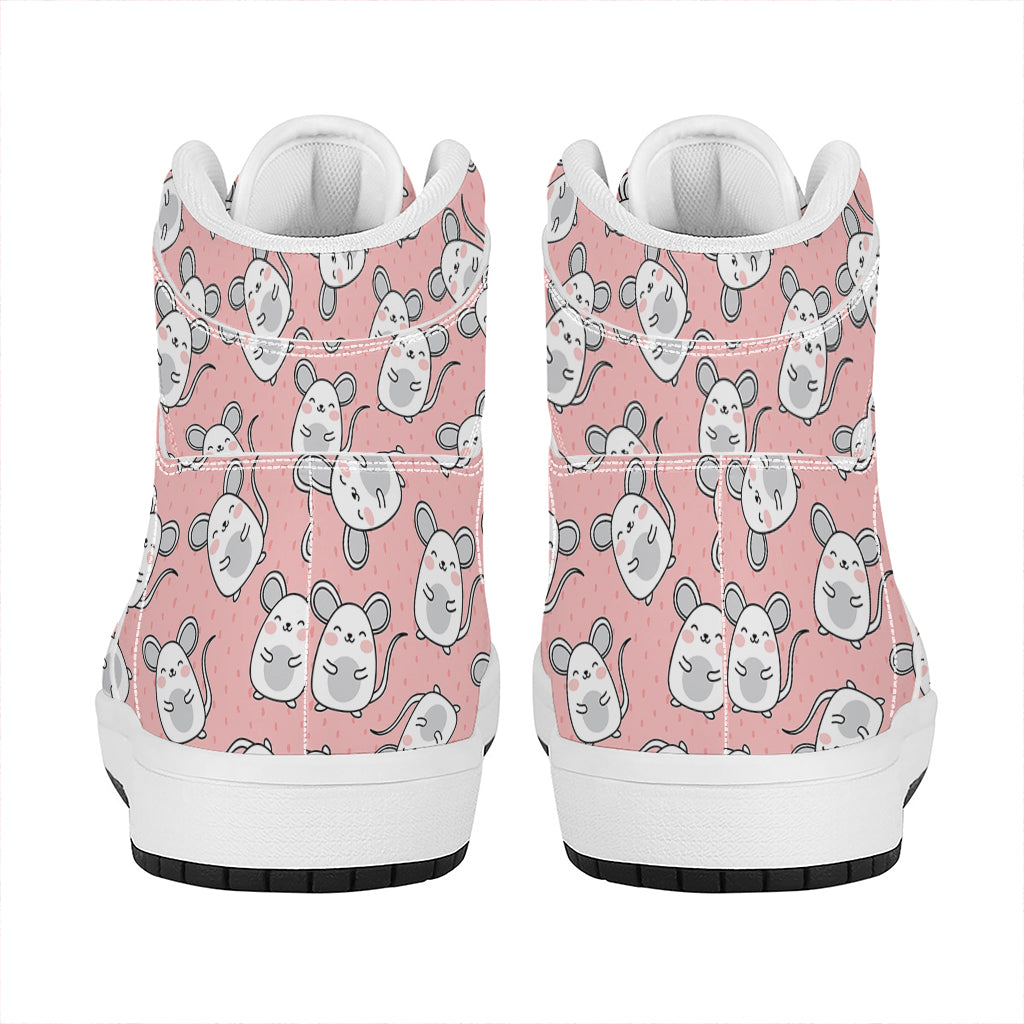 Cute Rat Pattern Print High Top Leather Sneakers