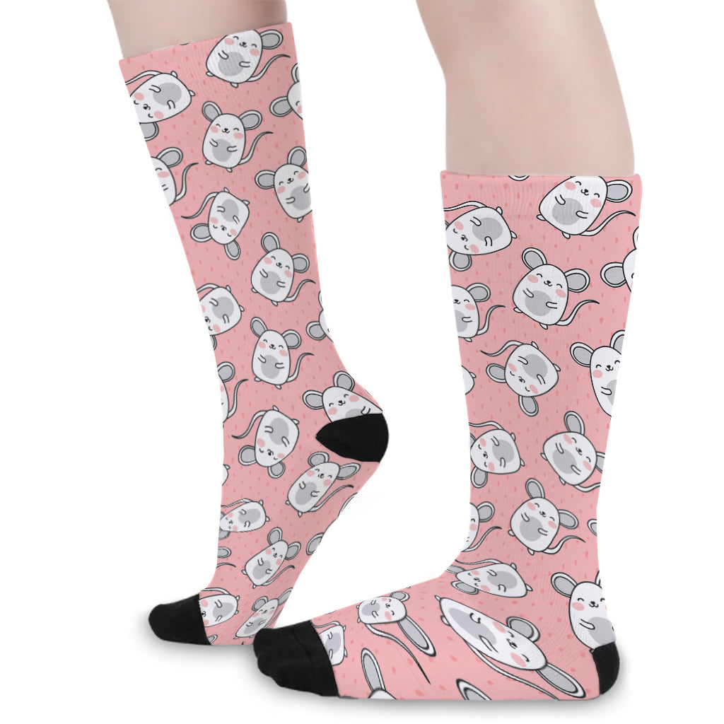 Cute Rat Pattern Print Long Socks