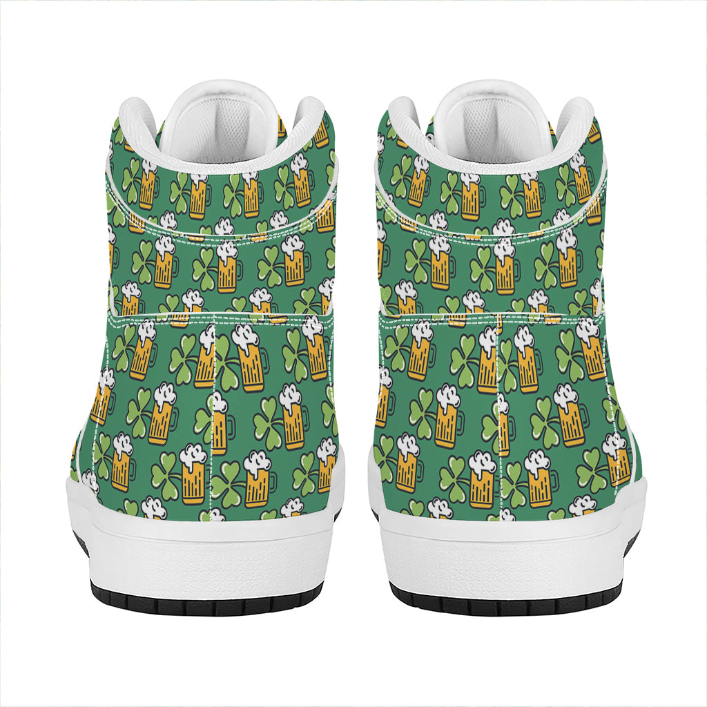 Cute Saint Patrick's Day Pattern Print High Top Leather Sneakers