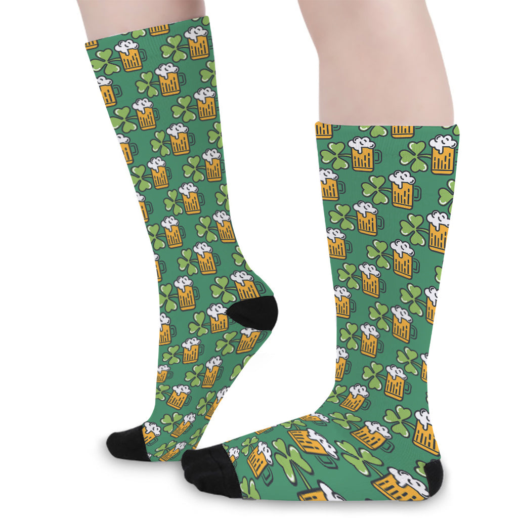 Cute Saint Patrick's Day Pattern Print Long Socks