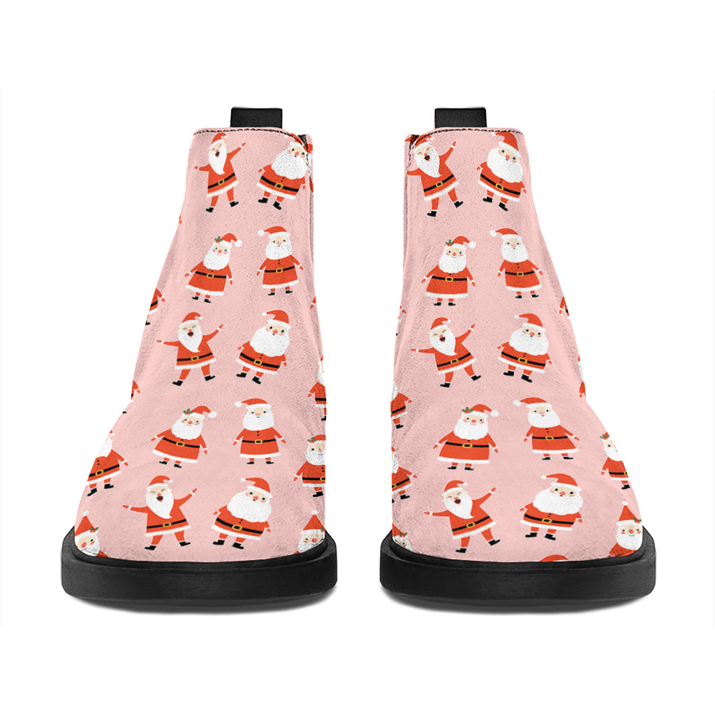 Cute Santa Claus Pattern Print Flat Ankle Boots