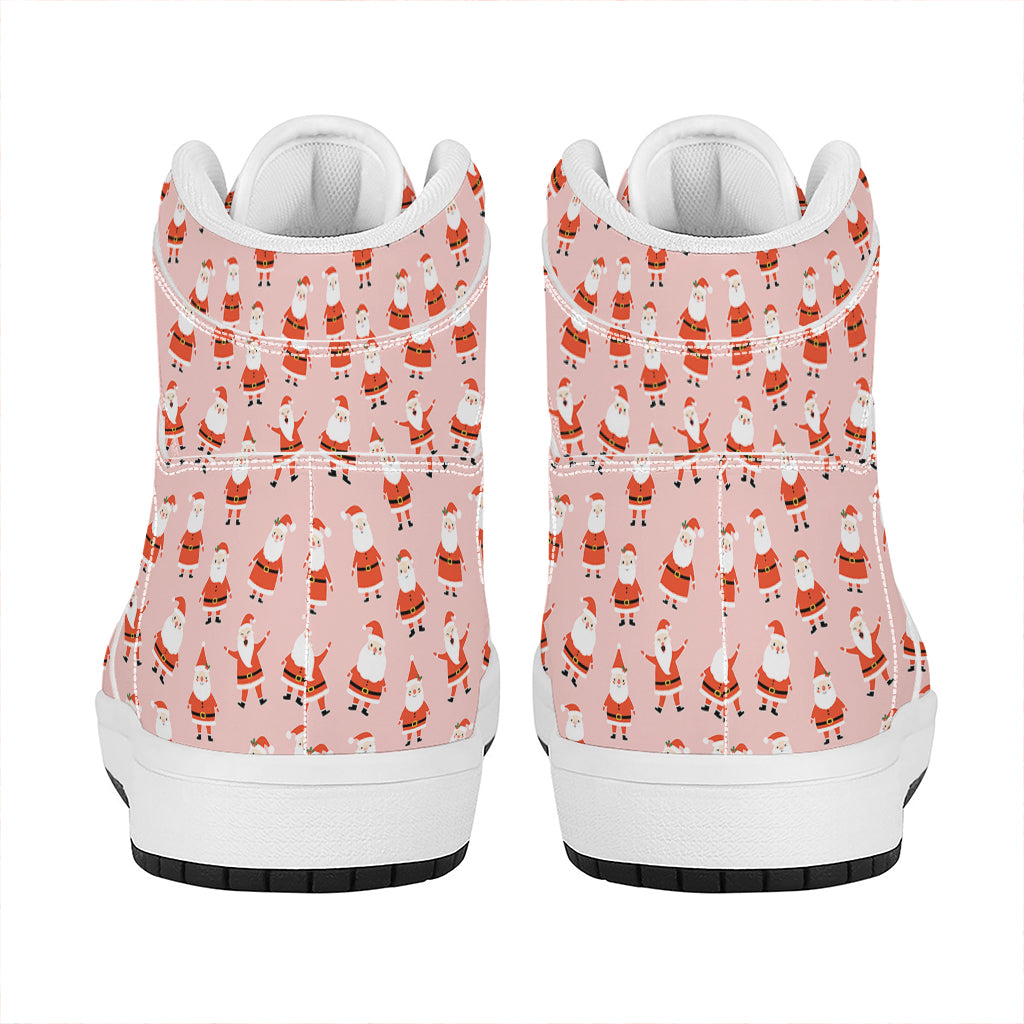 Cute Santa Claus Pattern Print High Top Leather Sneakers