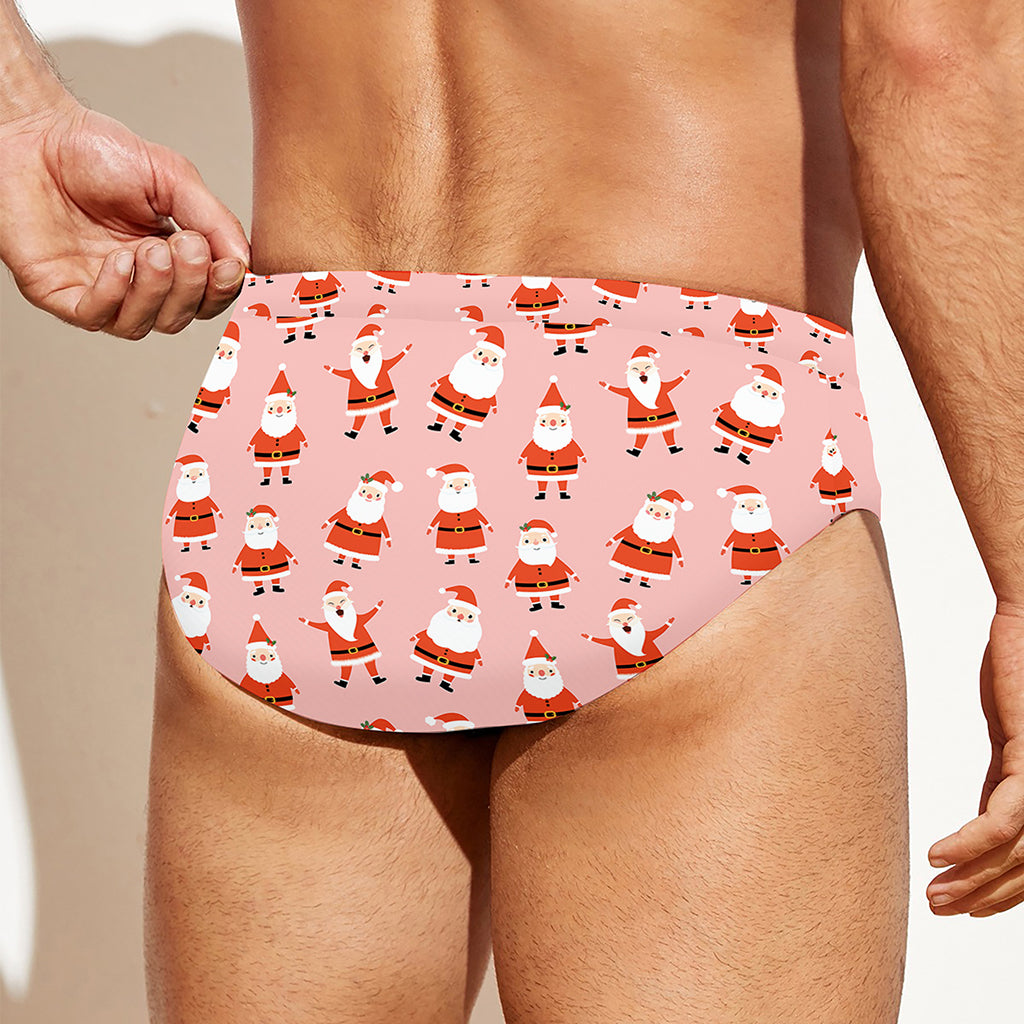 Cute Santa Claus Pattern Print Men's Swim Briefs