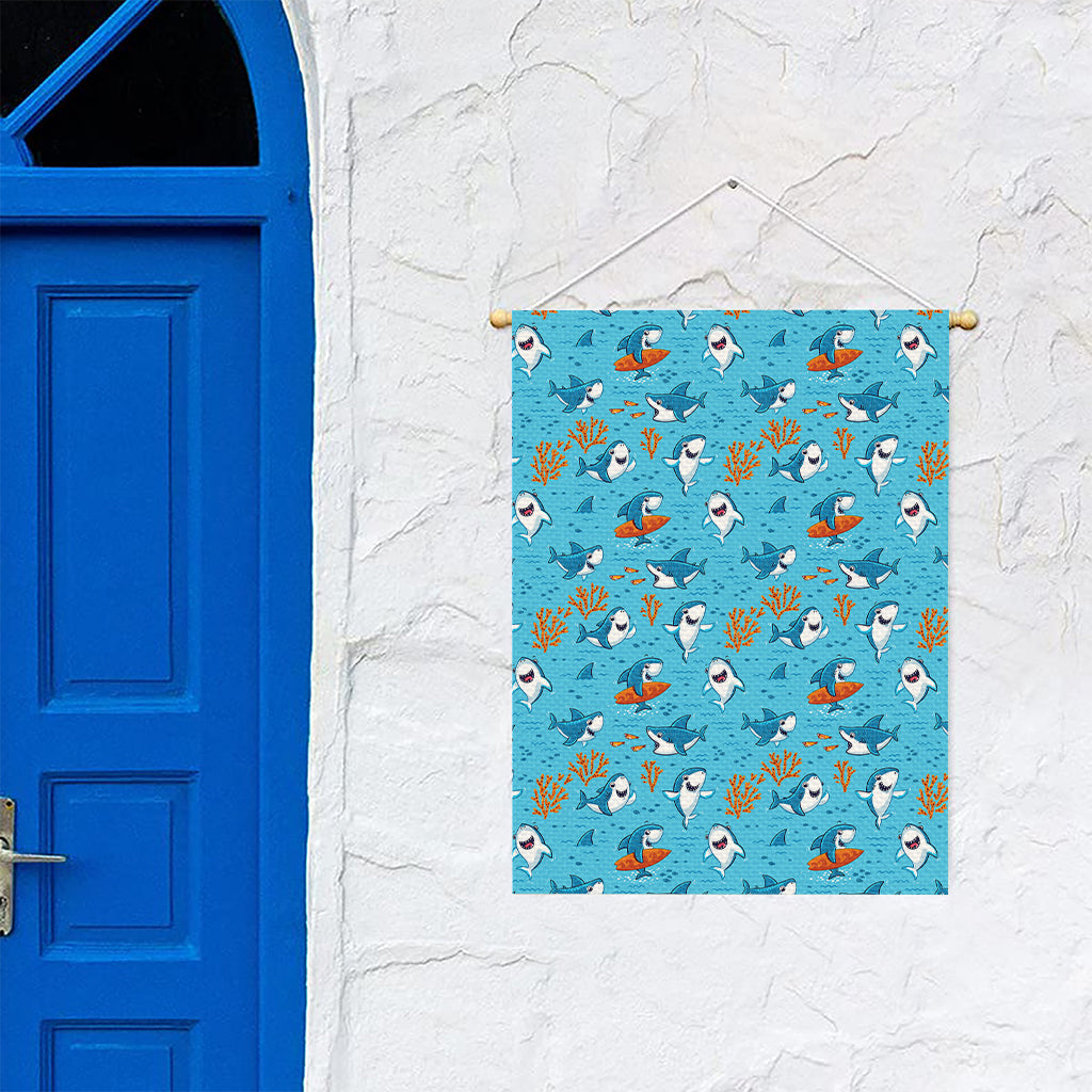 Cute Shark Pattern Print Garden Flag