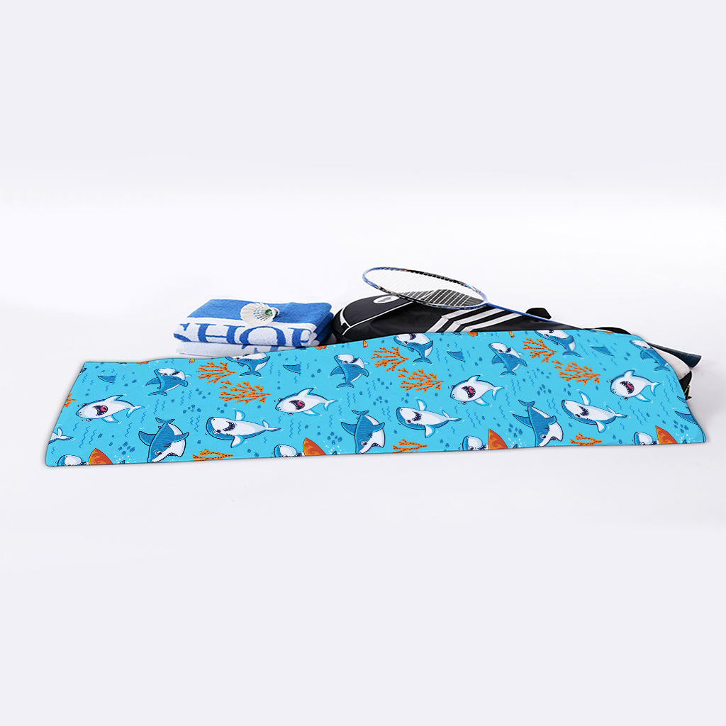 Cute Shark Pattern Print Sports Towel