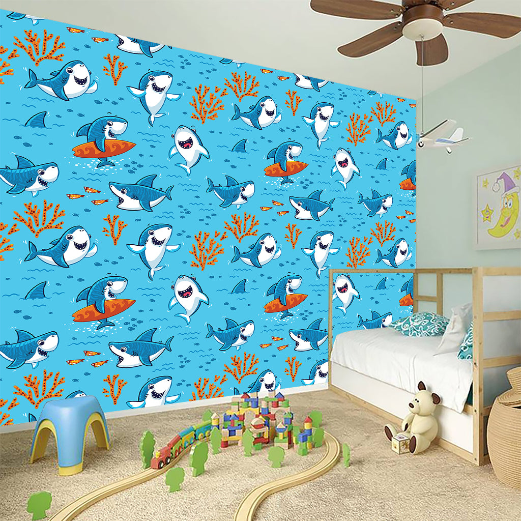 Cute Shark Pattern Print Wall Sticker