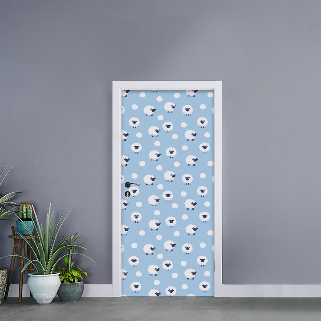 Cute Sheep Pattern Print Door Sticker