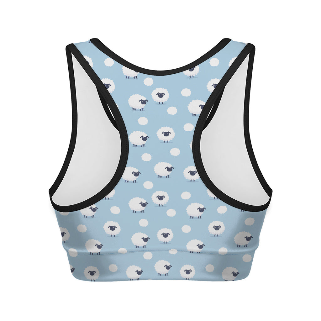 Cute Sheep Pattern Print Women's Sports Bra