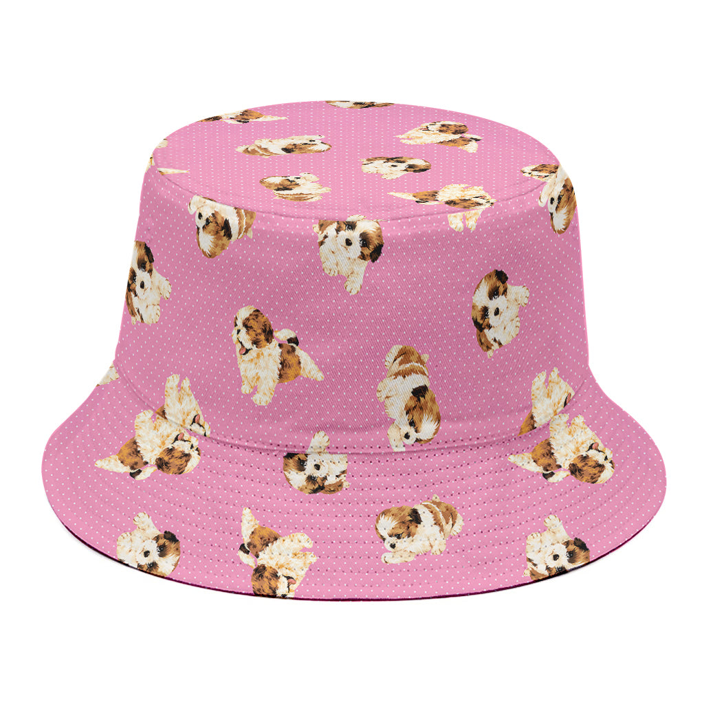 Cute Shih Tzu Pattern Print Bucket Hat