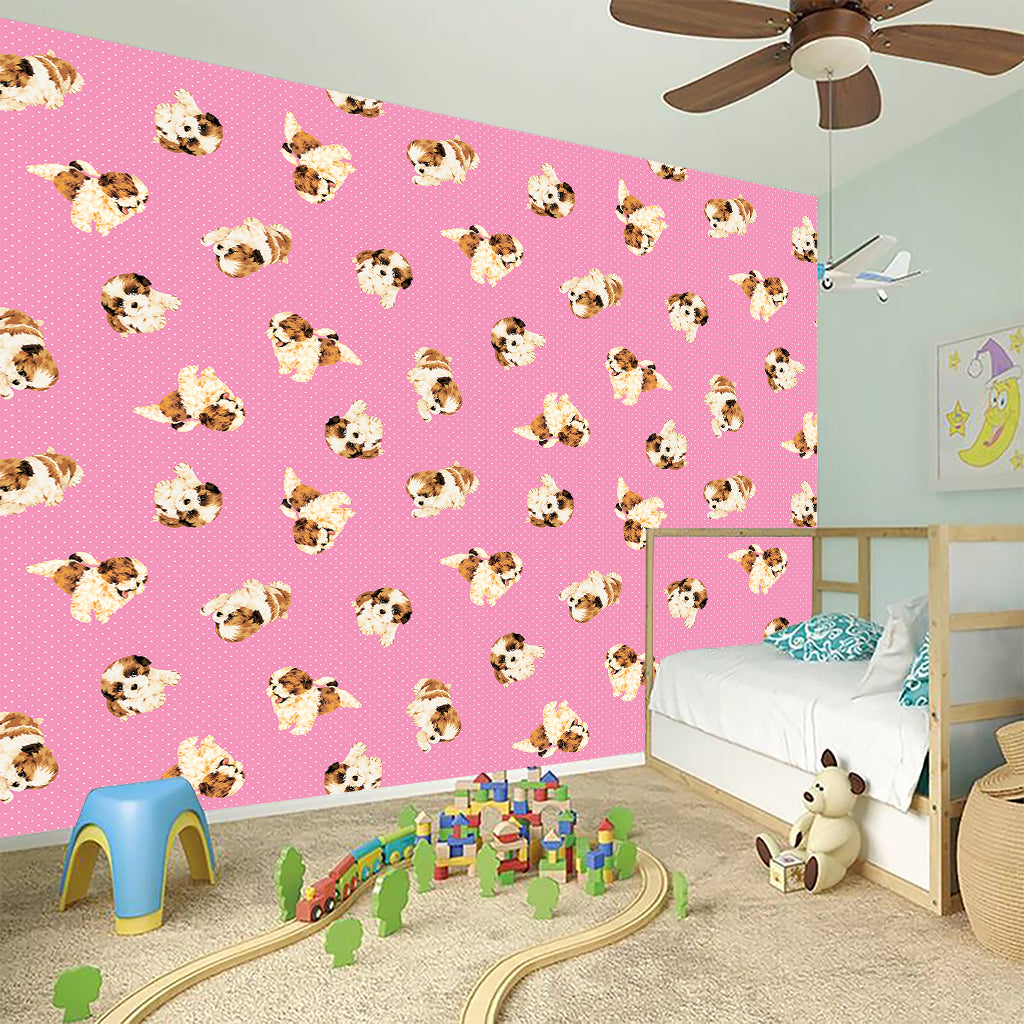 Cute Shih Tzu Pattern Print Wall Sticker