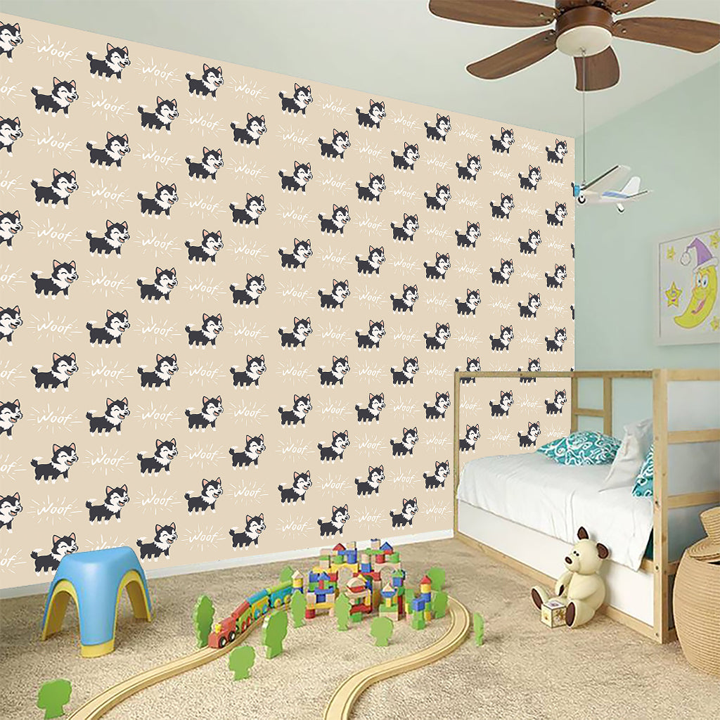Cute Siberian Husky Pattern Print Wall Sticker