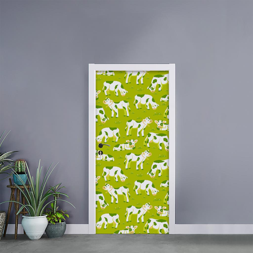 Cute Smiley Cow Pattern Print Door Sticker