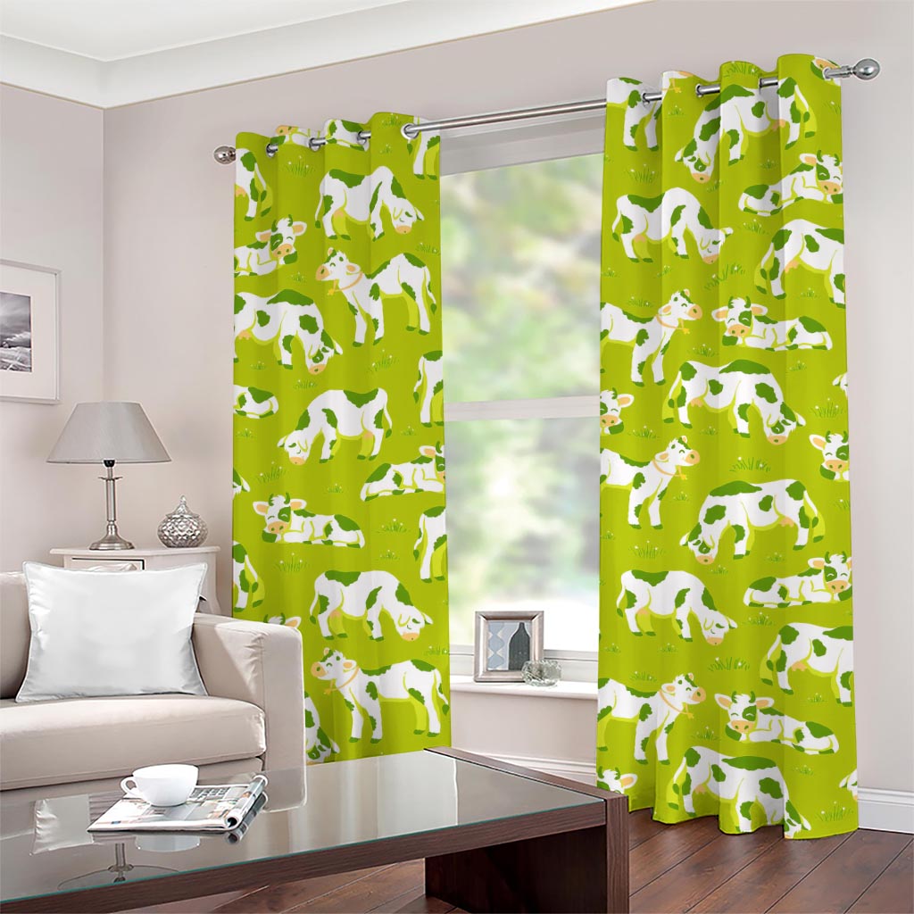 Cute Smiley Cow Pattern Print Grommet Curtains