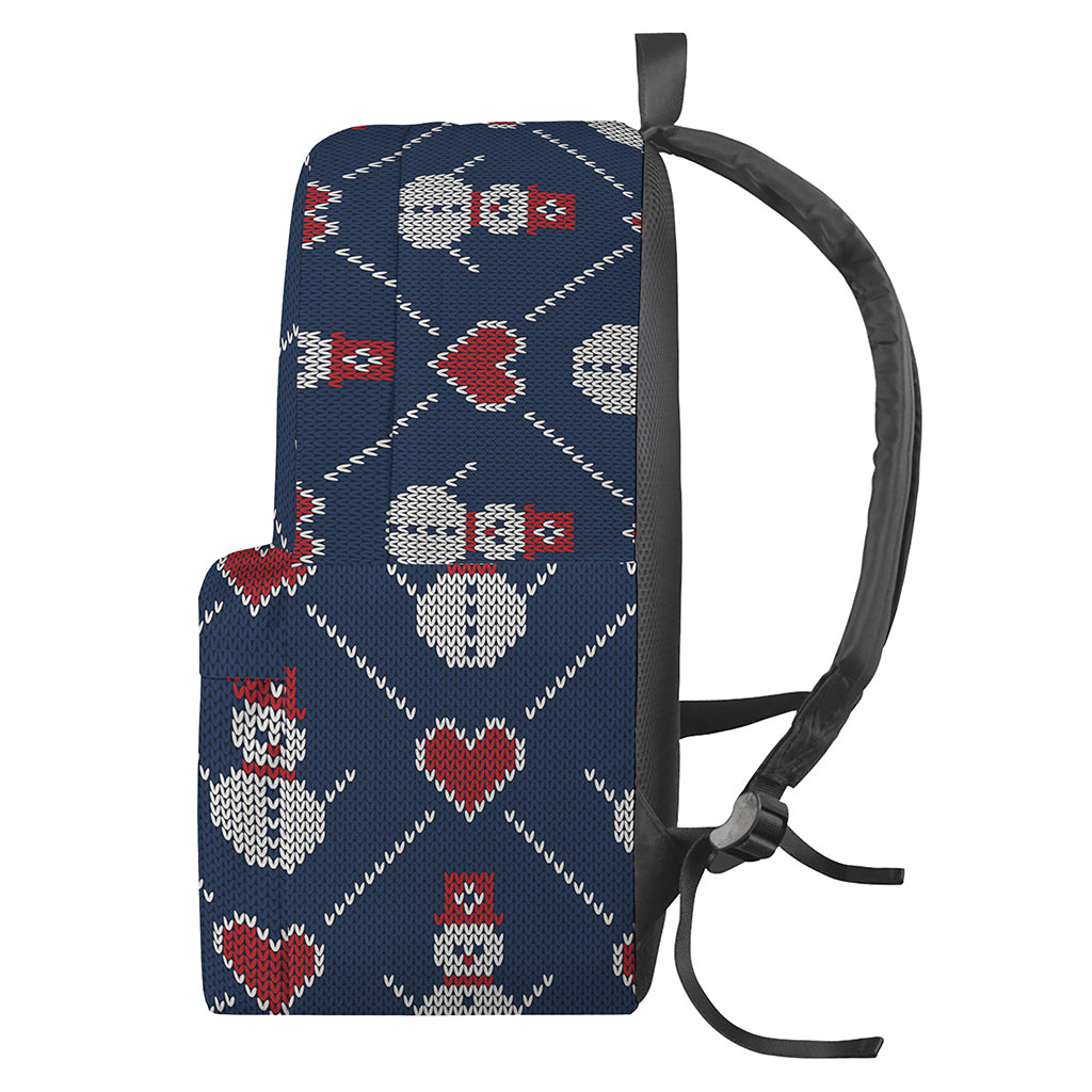 Cute Snowman Knitted Pattern Print Backpack