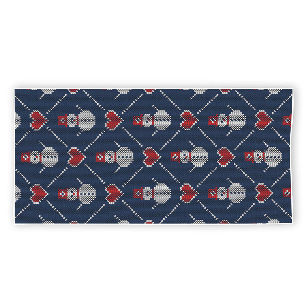 Cute Snowman Knitted Pattern Print Beach Towel