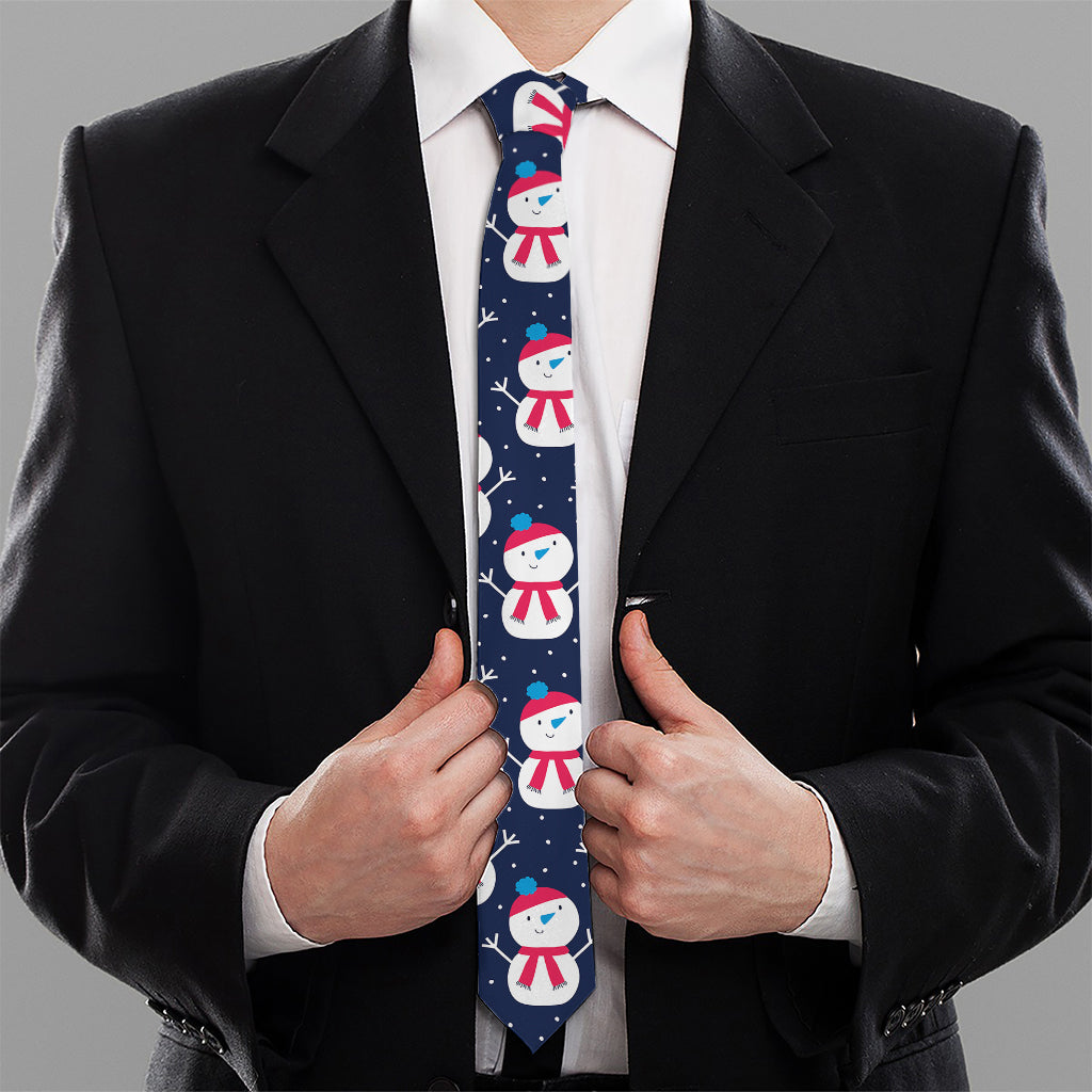 Cute Snowman Pattern Print Necktie