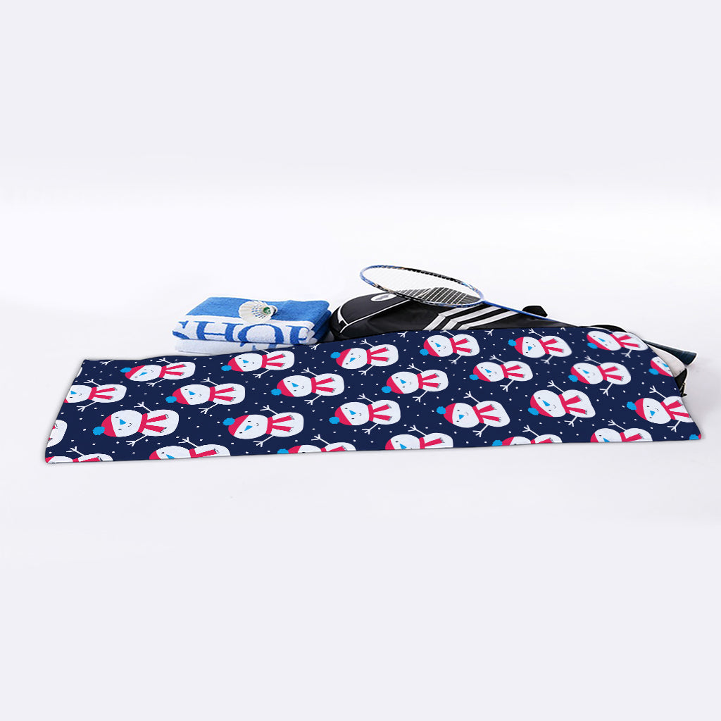 Cute Snowman Pattern Print Sports Towel