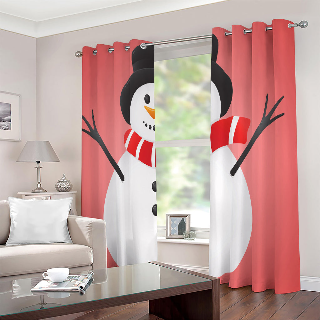 Cute Snowman Print Extra Wide Grommet Curtains