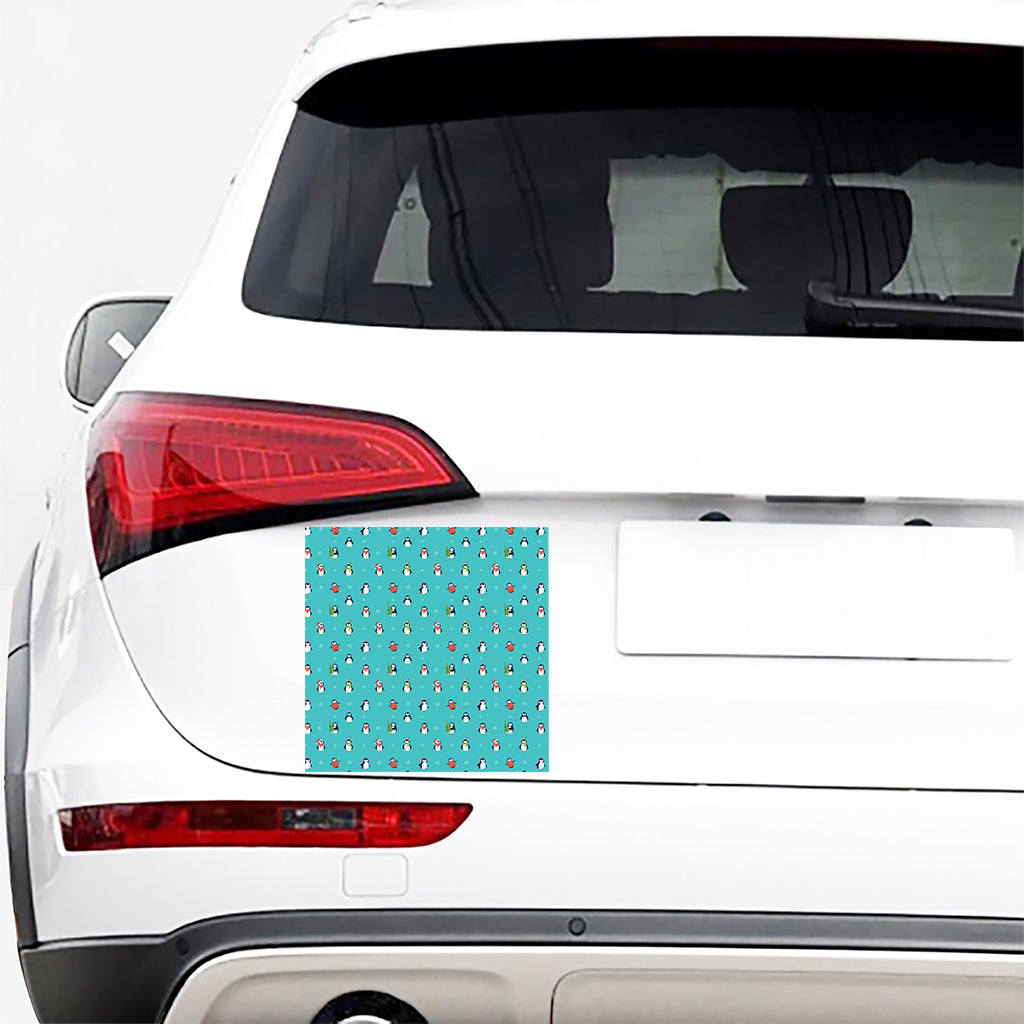 Cute Snowy Penguin Pattern Print Car Sticker