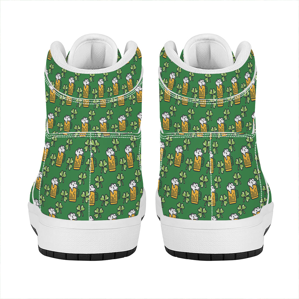 Cute St. Patrick's Day Pattern Print High Top Leather Sneakers