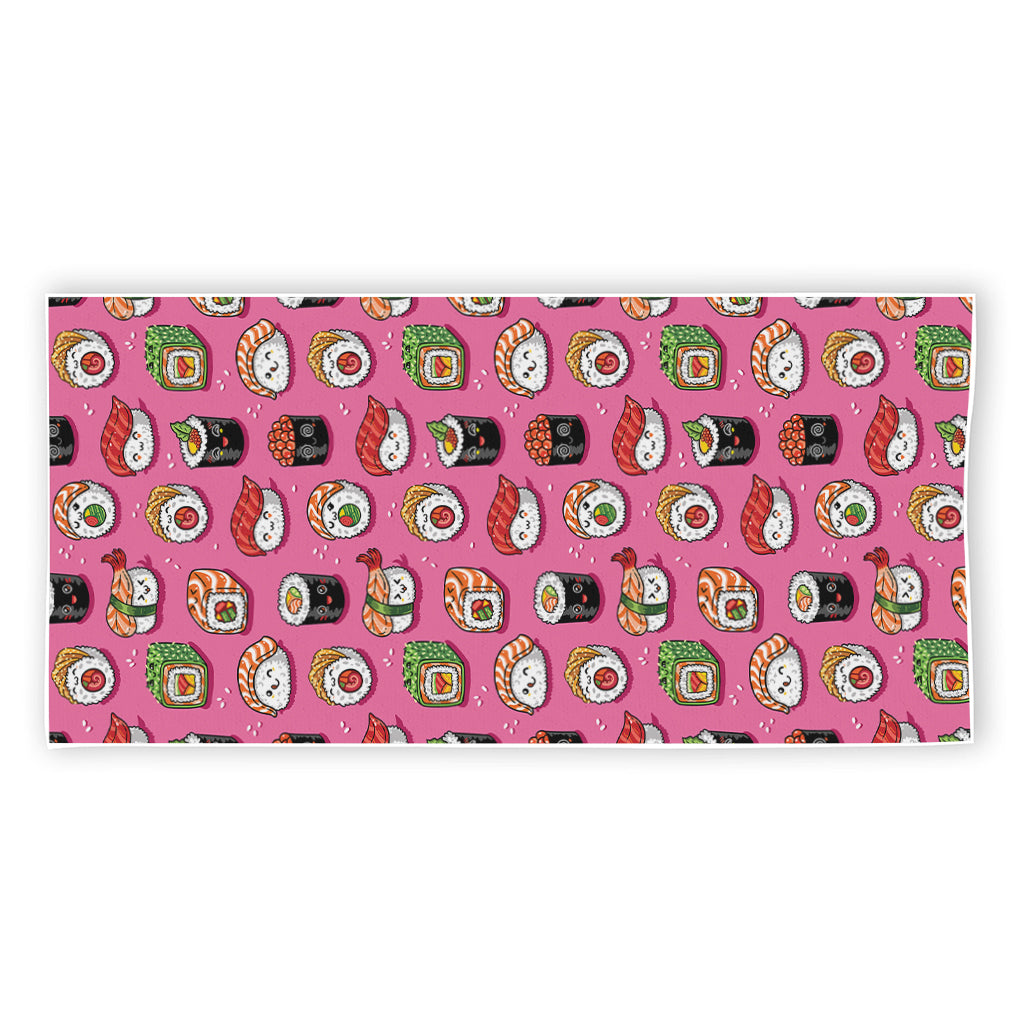 Cute Sushi And Rolls Pattern Print Beach Towel