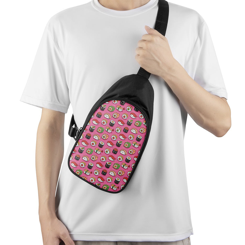 Cute Sushi And Rolls Pattern Print Chest Bag