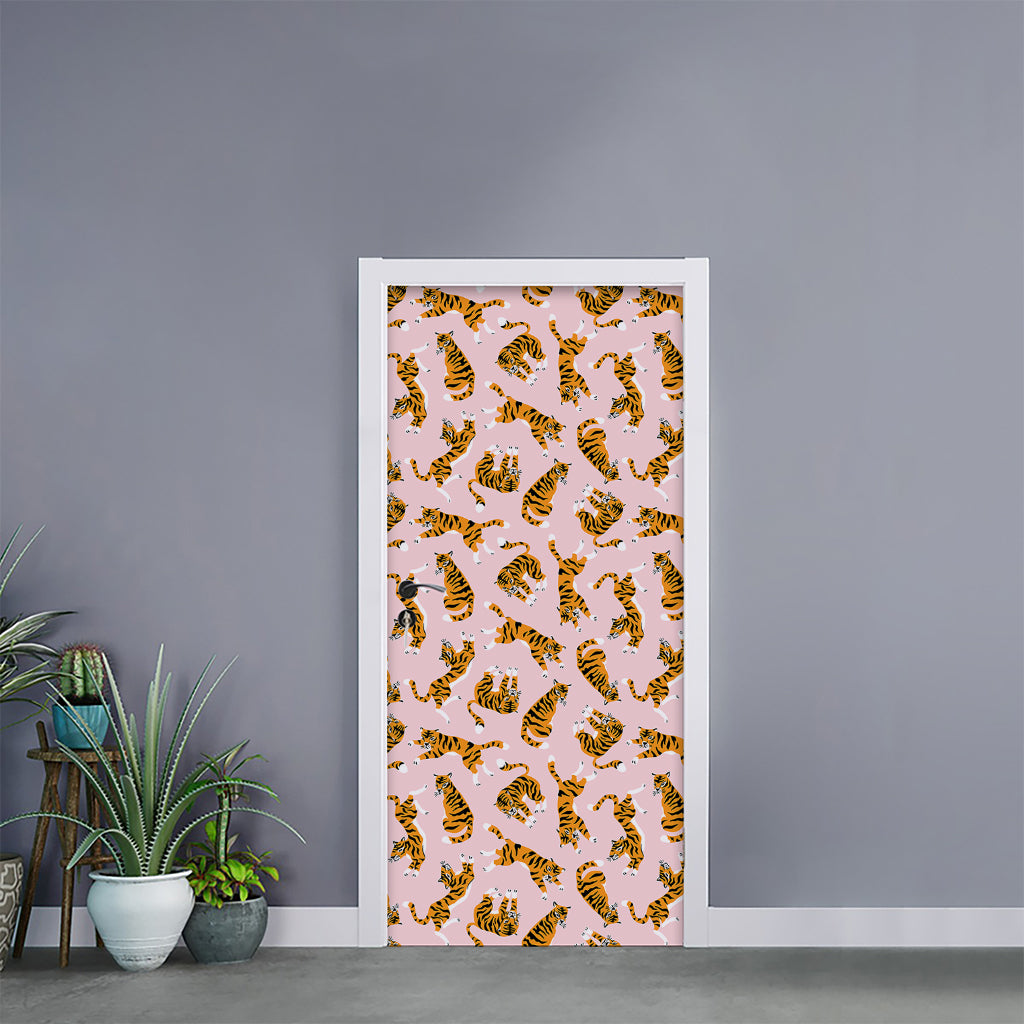 Cute Tiger Pattern Print Door Sticker