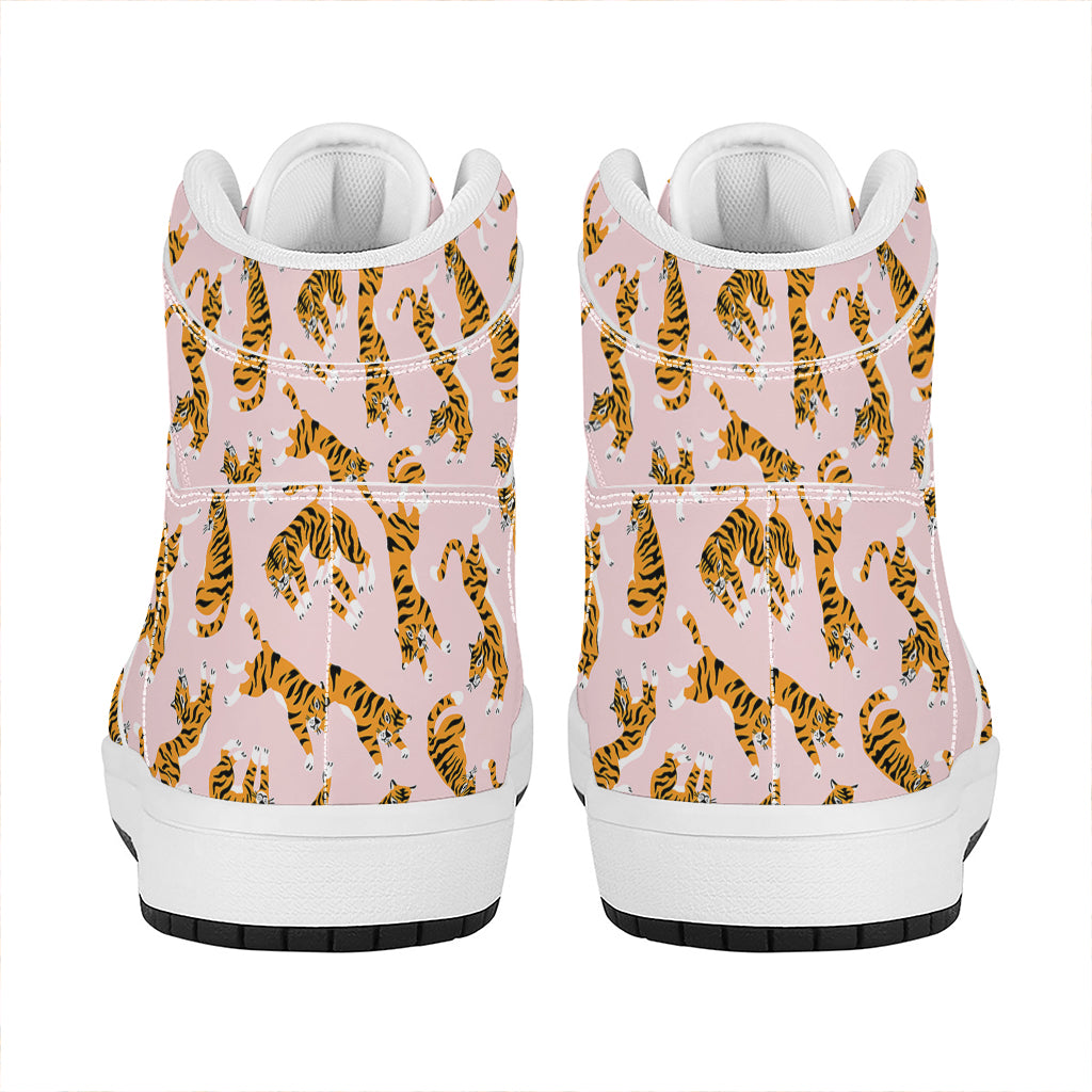 Cute Tiger Pattern Print High Top Leather Sneakers