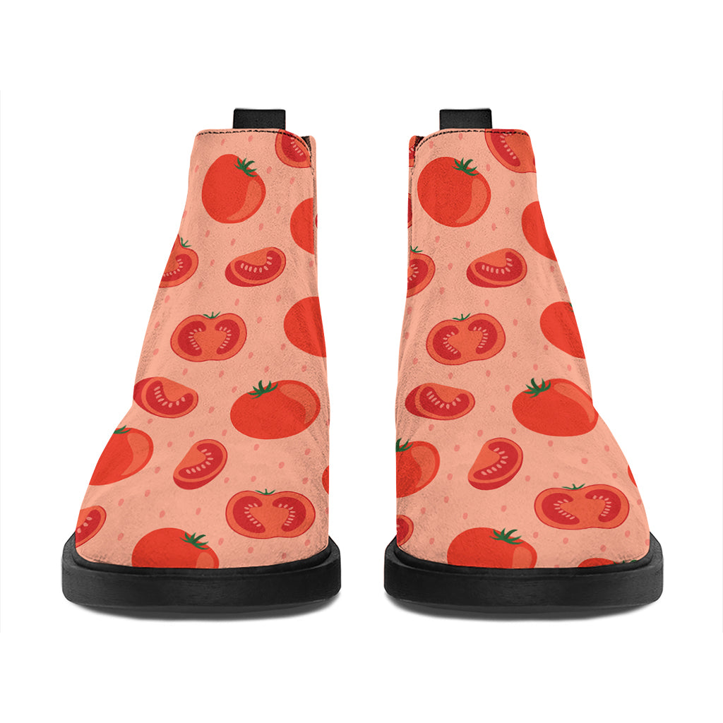 Cute Tomato Pattern Print Flat Ankle Boots