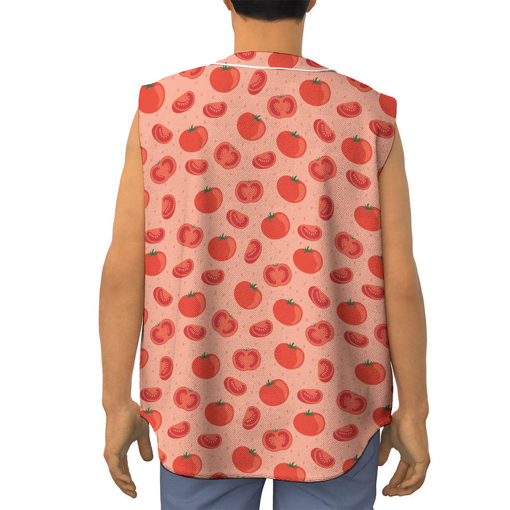 Cute Tomato Pattern Print Sleeveless Baseball Jersey