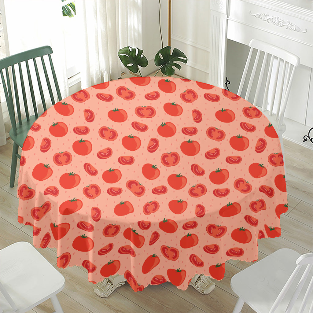 Cute Tomato Pattern Print Waterproof Round Tablecloth