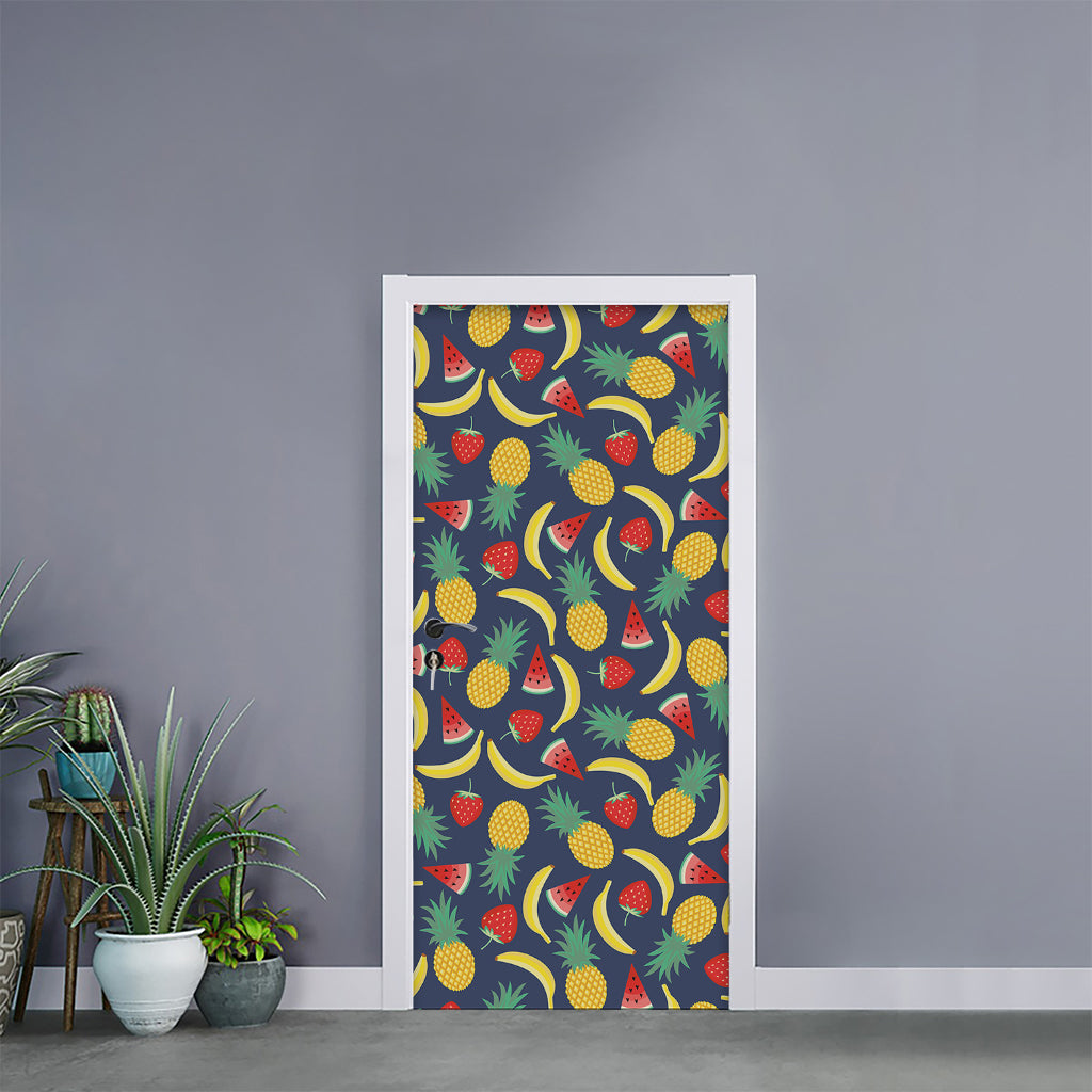 Cute Tropical Fruits Pattern Print Door Sticker