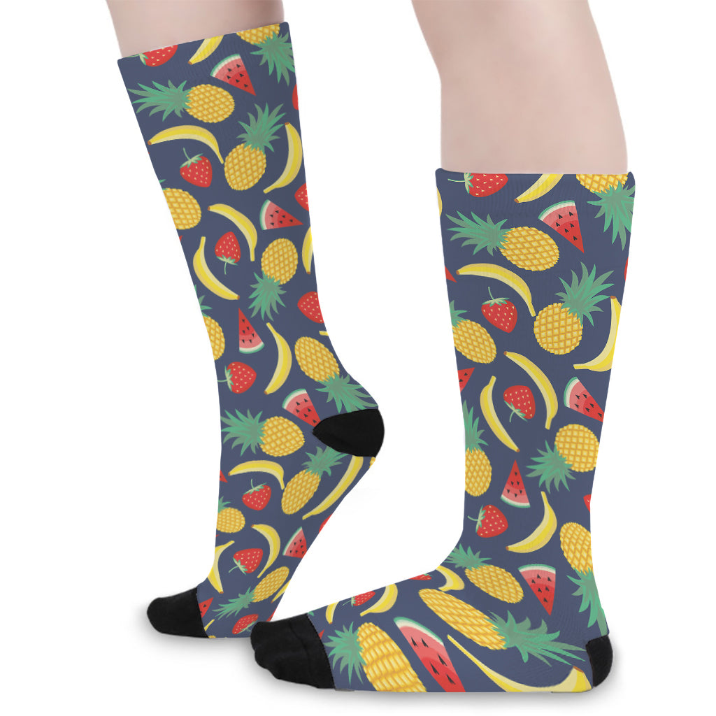 Cute Tropical Fruits Pattern Print Long Socks