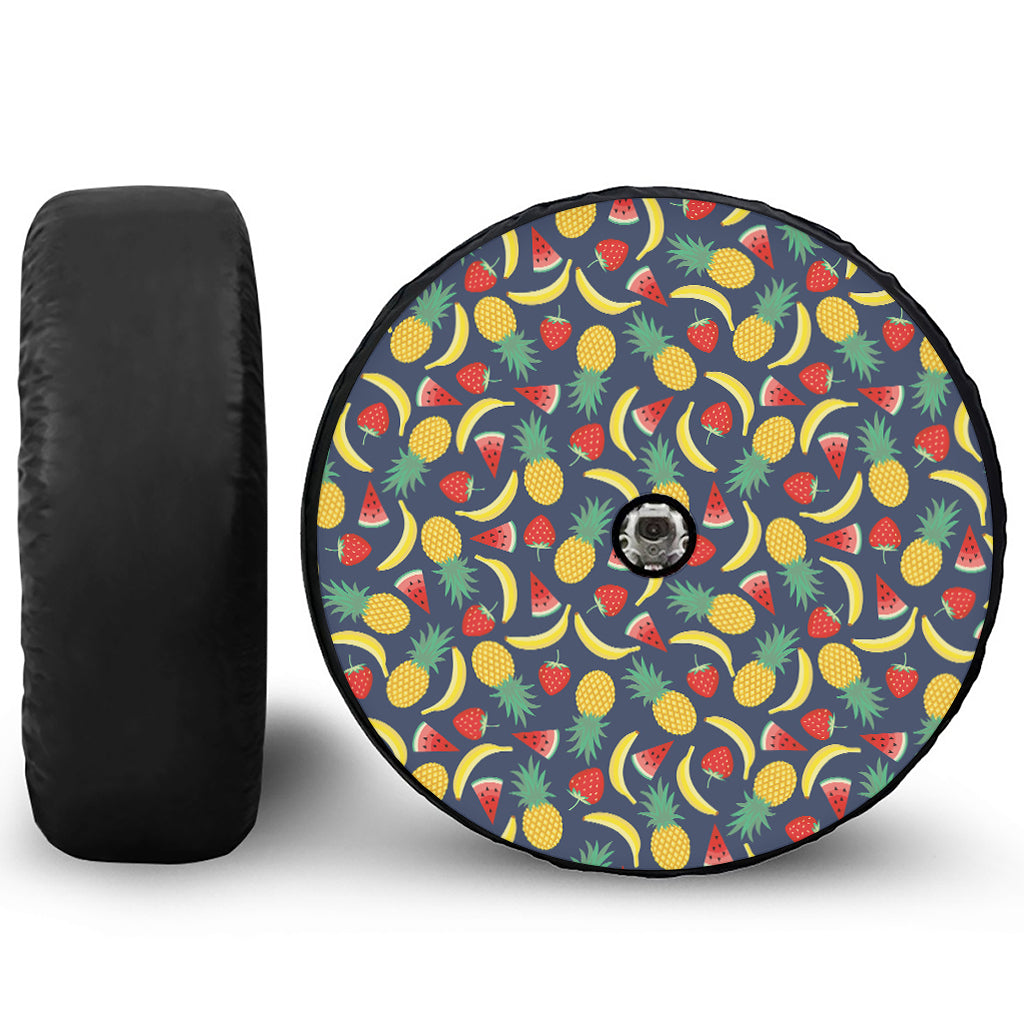 Cute Tropical Fruits Pattern Print Tire Cover With Camera Hole