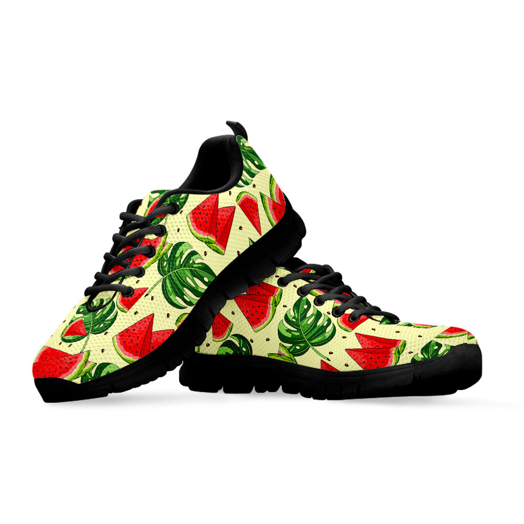 Cute Tropical Watermelon Pattern Print Black Running Shoes