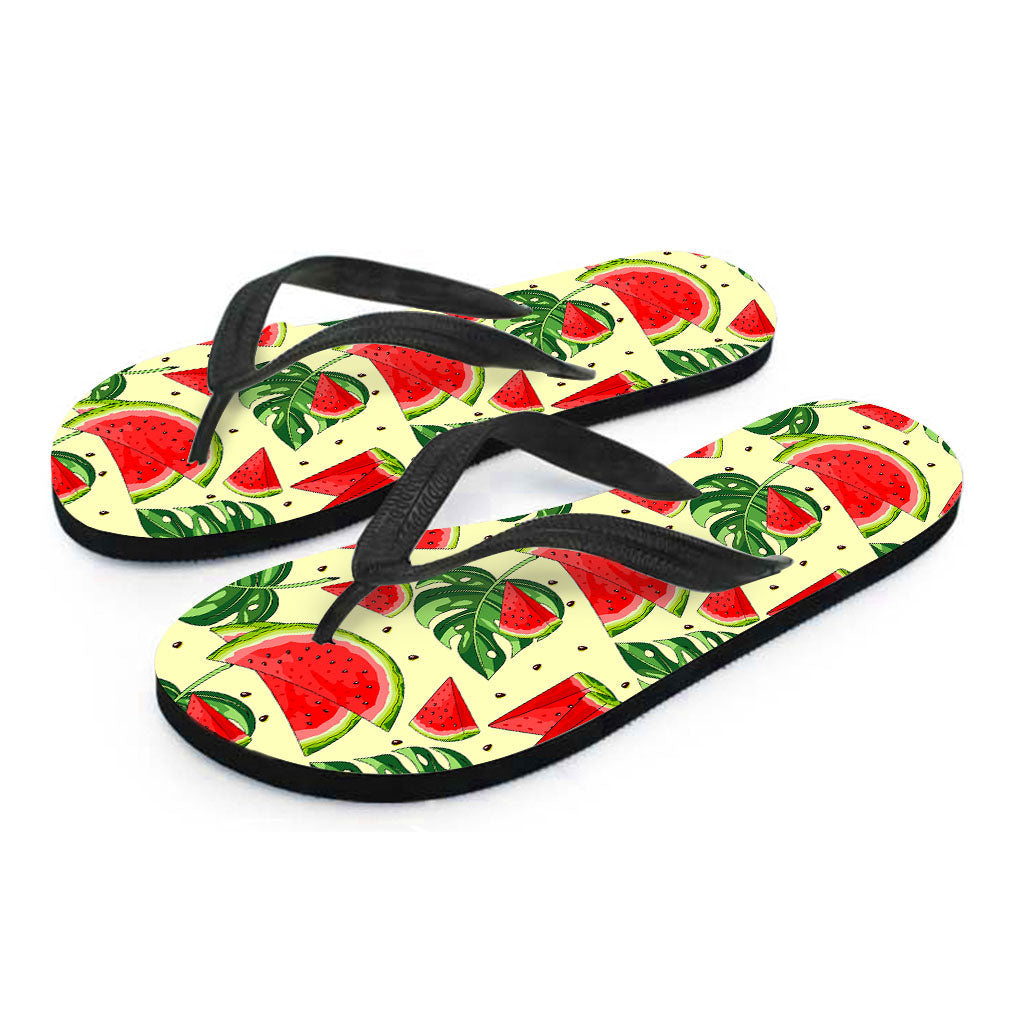 Cute Tropical Watermelon Pattern Print Flip Flops