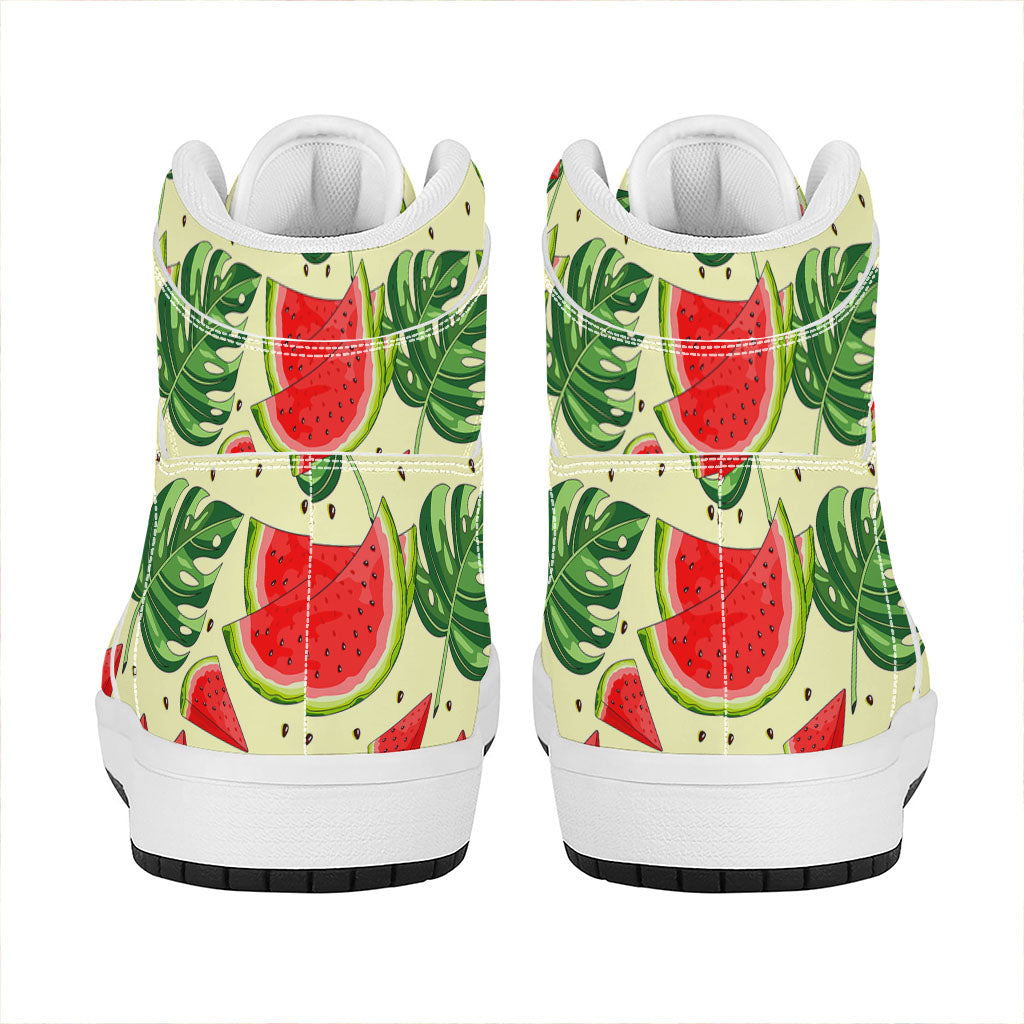 Cute Tropical Watermelon Pattern Print High Top Leather Sneakers