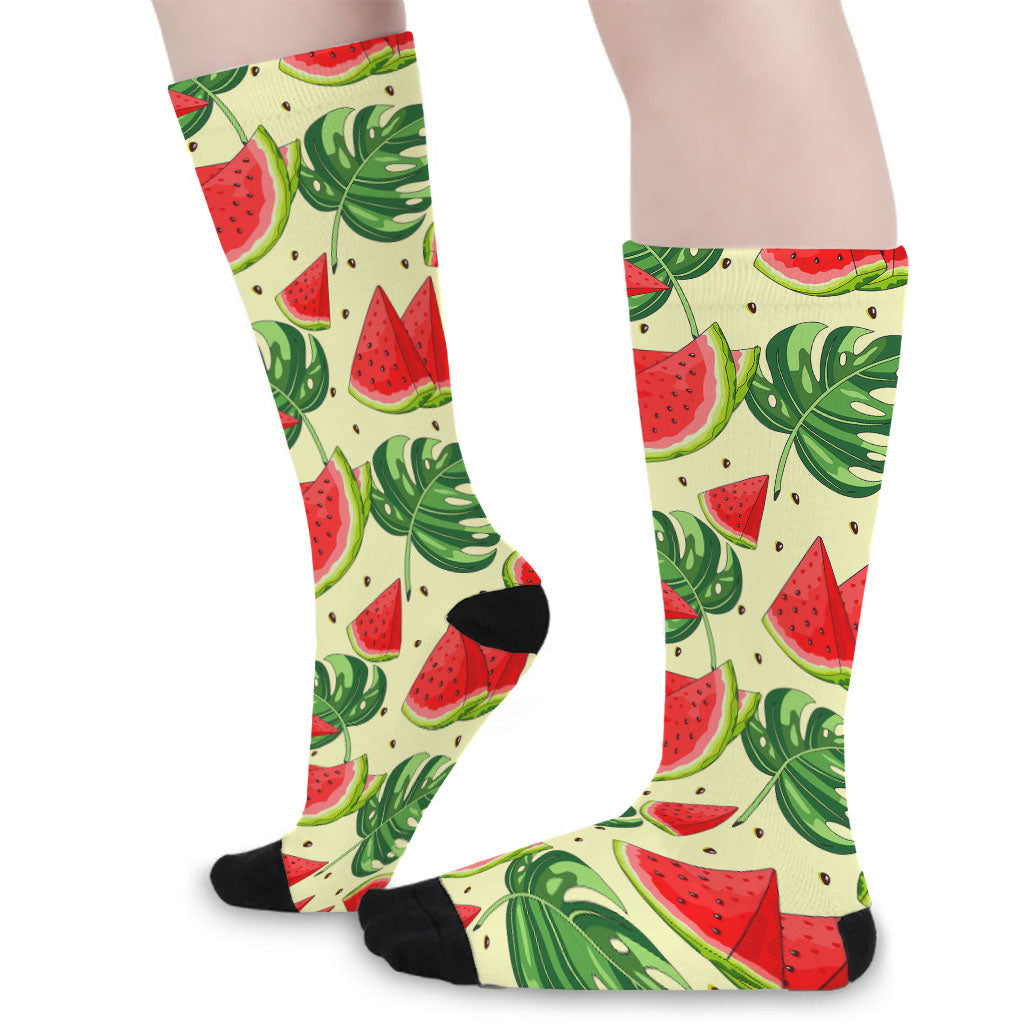Cute Tropical Watermelon Pattern Print Long Socks