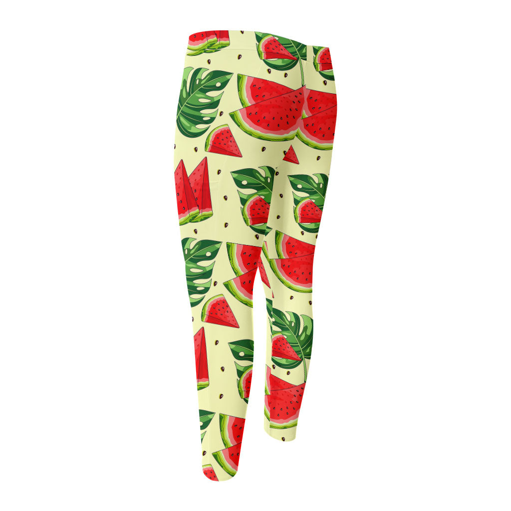 Cute Tropical Watermelon Pattern Print Men's Compression Pants