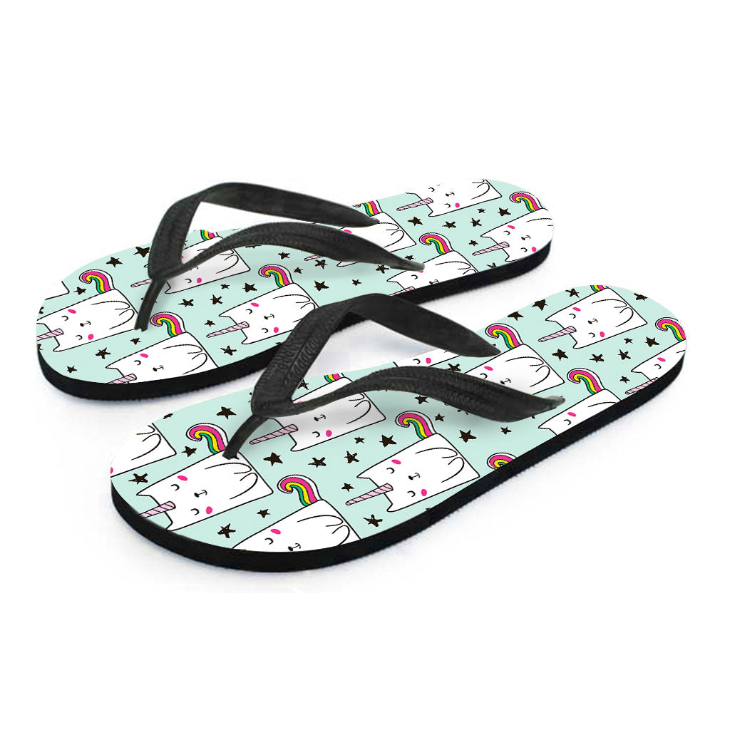 Cute Unicorn Cat Pattern Print Flip Flops