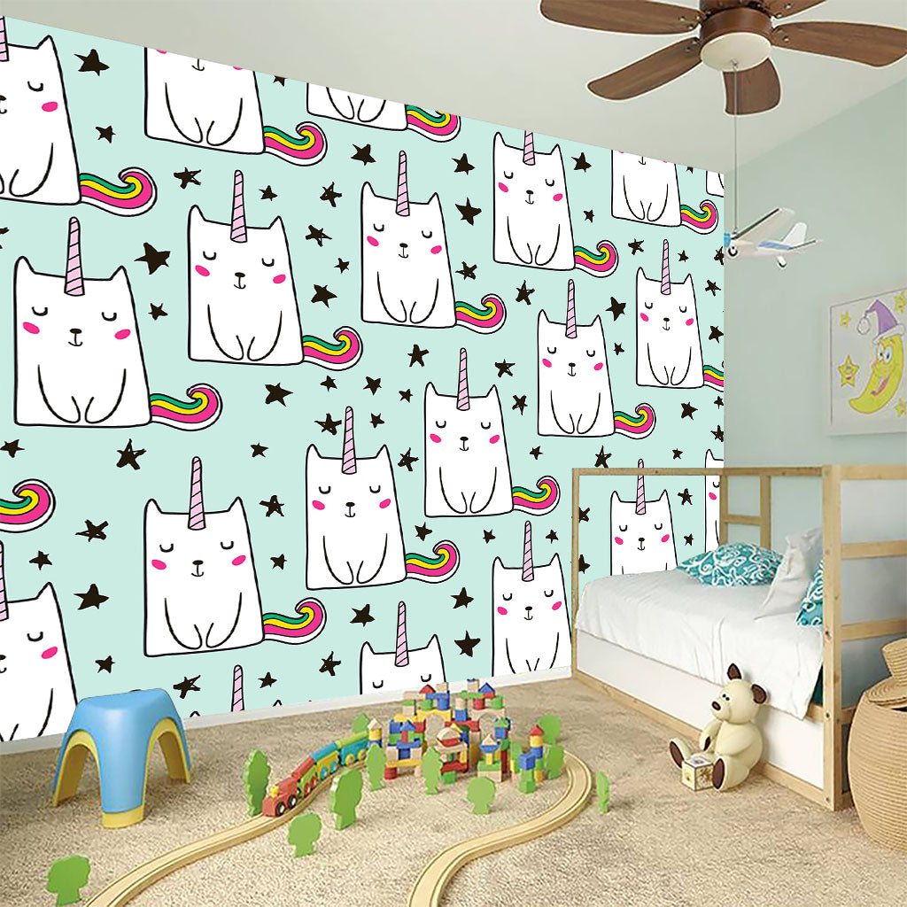 Cute Unicorn Cat Pattern Print Wall Sticker